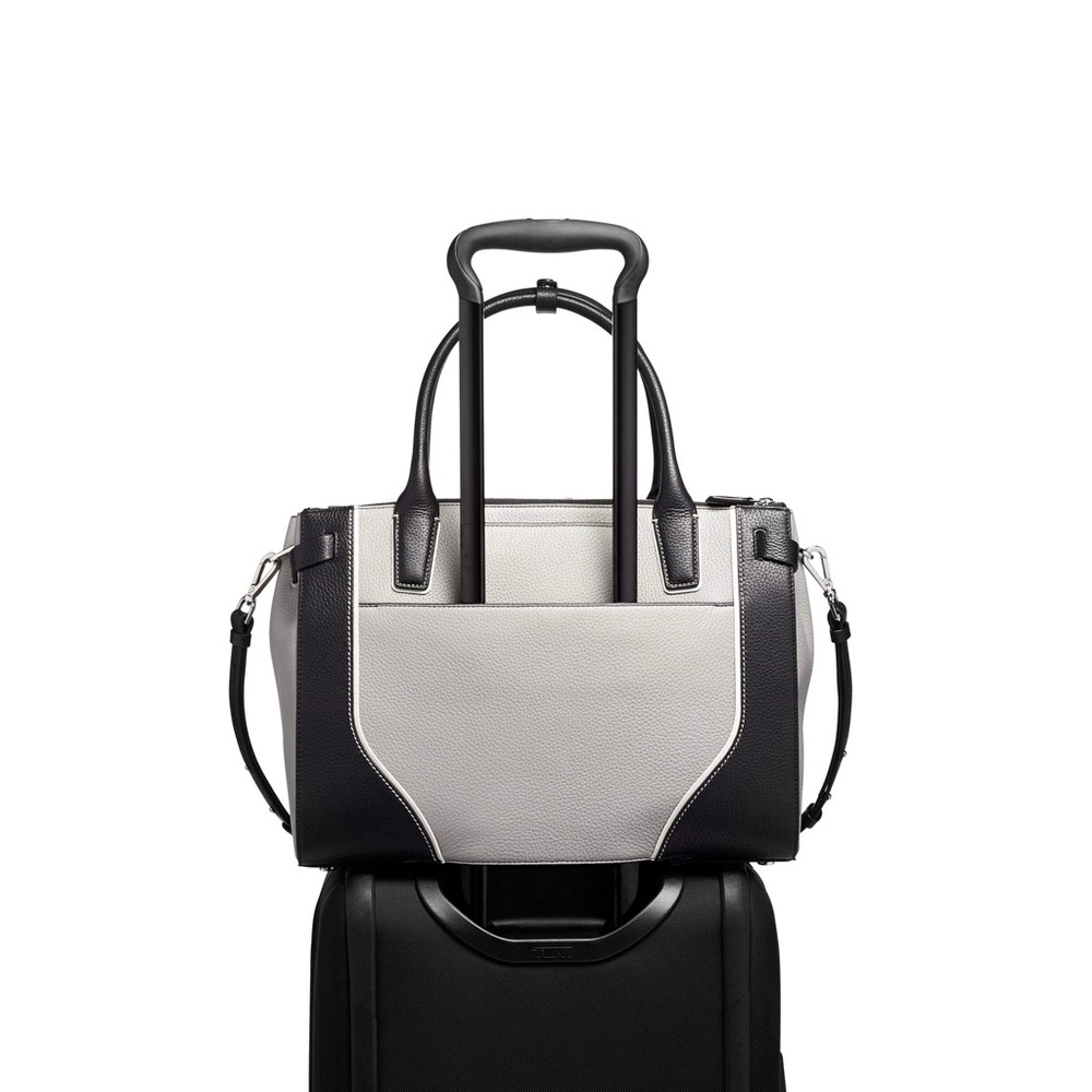 TUMI Stanton Kiran Leather Laptop Purse Black Gray Work Brief Case - Picture 3 of 9